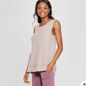 Xhilaration Thermal Knit Tank Pajama Top Tan M NWT